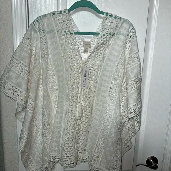 Chico's NWT Poncho/Beach/Swimsuit coverup White - Picture 4 of 8